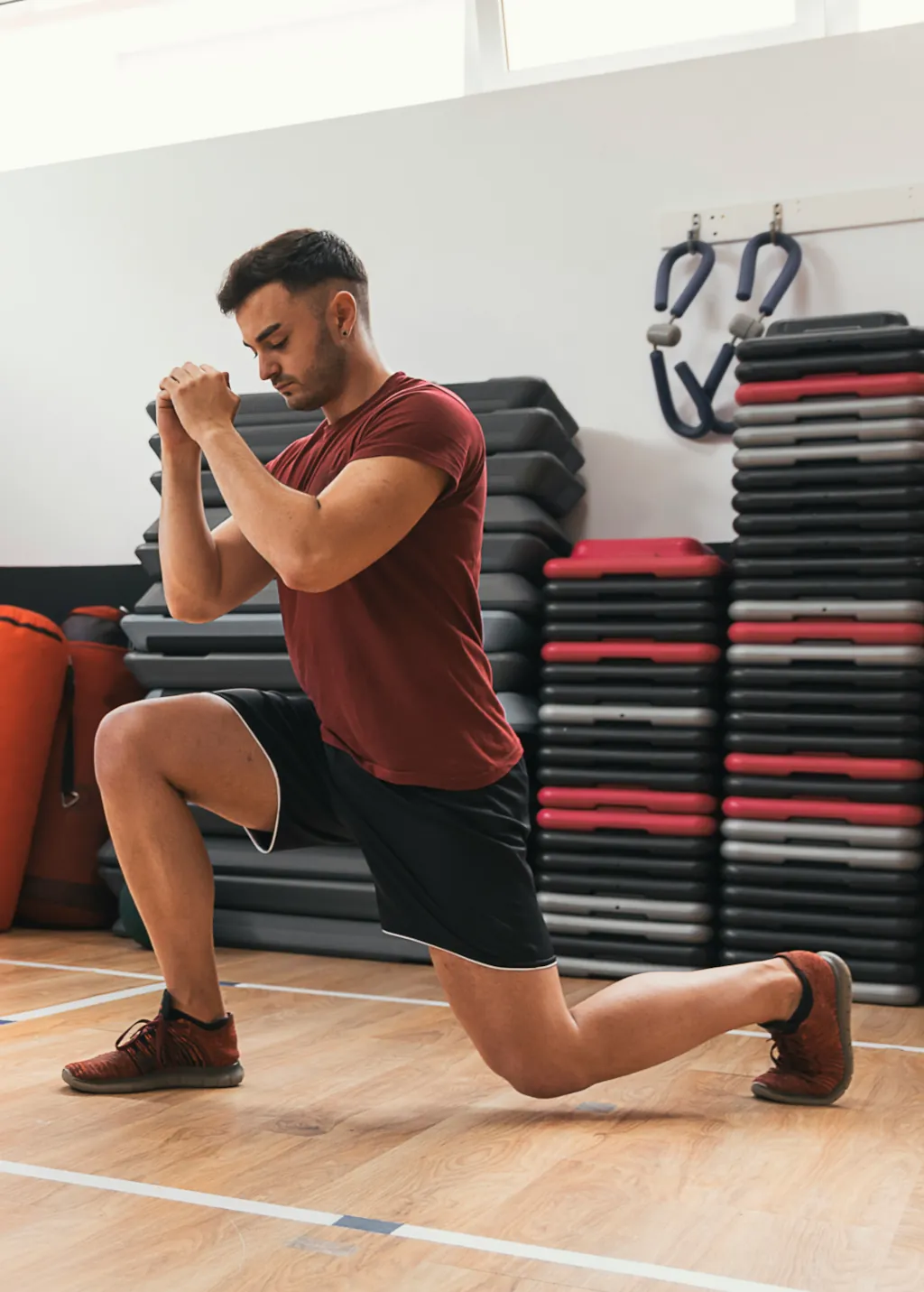 a man in a lunged position