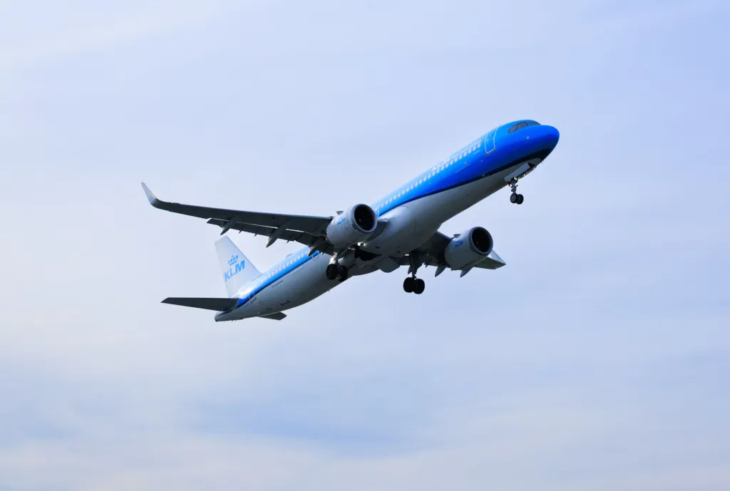 KLM airplane in the air