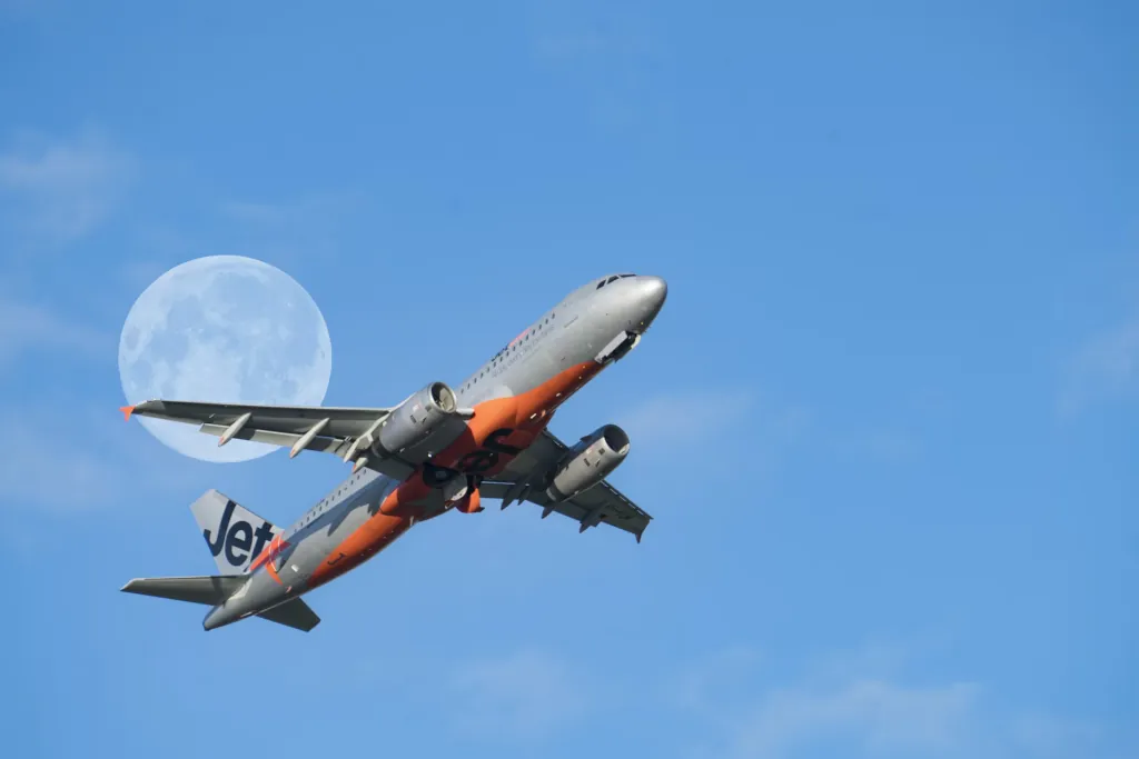 Jetstar airplane in the air