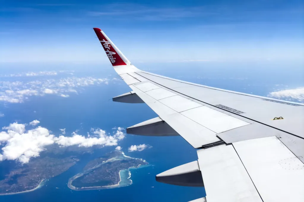 Air Asia flying over Nusa Lembongan, Bali