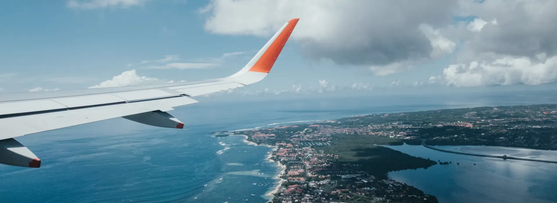 Airplane flying above Bali, Indonesia