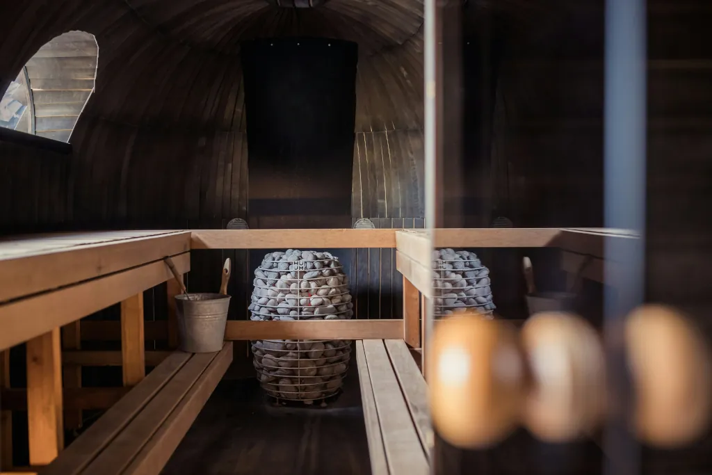 A wooden sauna