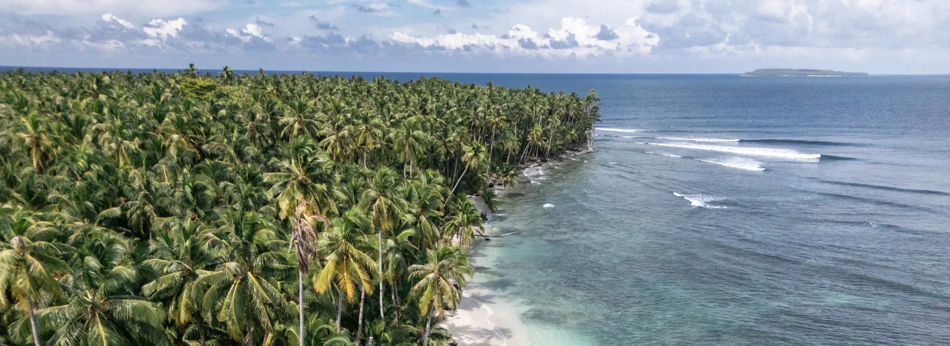A drone image of a surf spot in the Mentawais