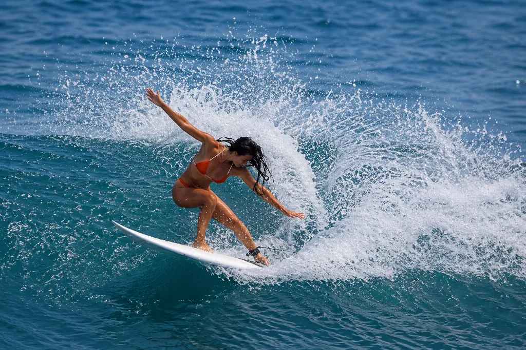 a girl surfing
